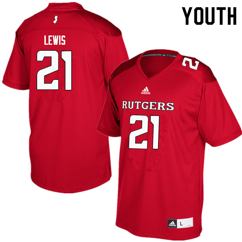 Youth #21 Eddie Lewis Rutgers Scarlet Knights College Football Jerseys Sale-Red